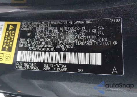 2010 Lexus Rx 350 z USA, uszkodzony, nr VIN 2T2ZK1BA0AC006185